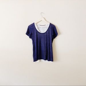 LIKE NEW! BANANA REPUBLIC! NAVY BLUE & CREAM LAYERED TOP!